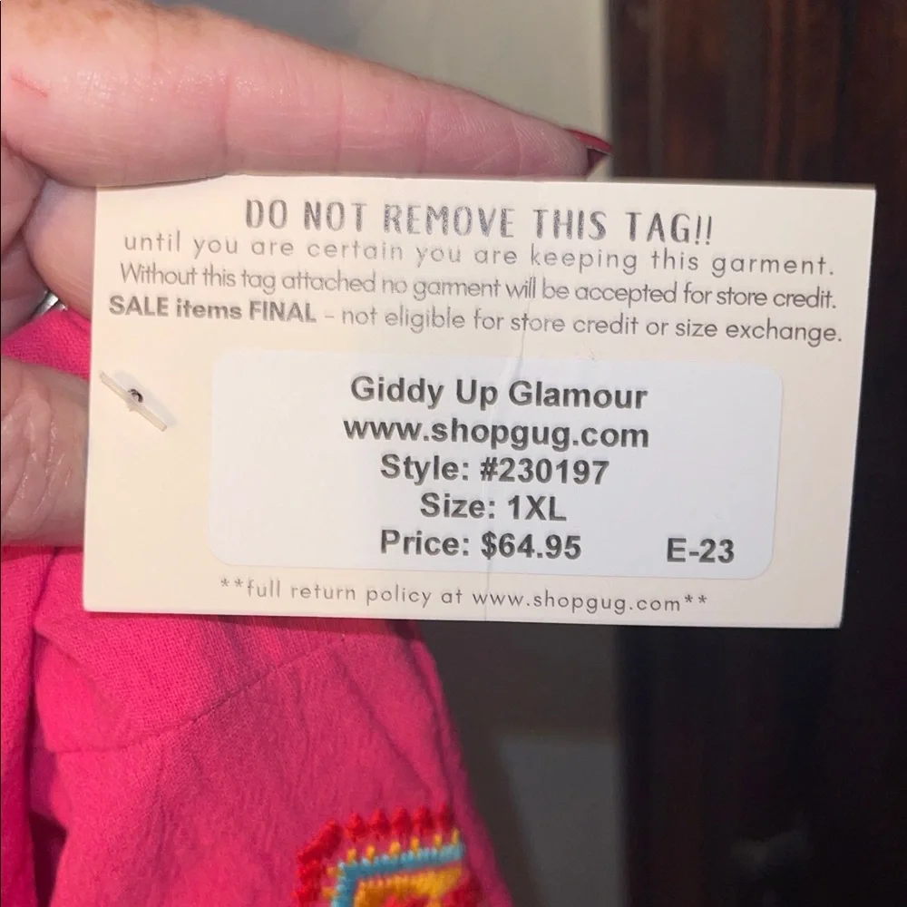 Savanna Jane Vibrant Pink Tunic with Colorful Embroidery NWT 1X. - Picture 6 of 7